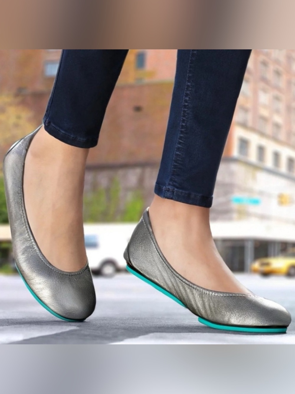 Tieks METALLIC PEWTER Size 7 Foldable Ballet Flats Leather used once - Picture 12 of 14